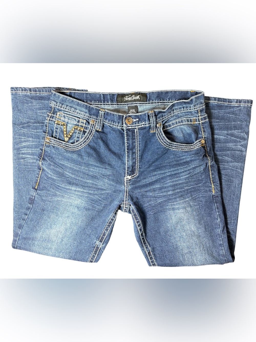 True Luck 34x30 Contrast Stitch Stretch Jeans